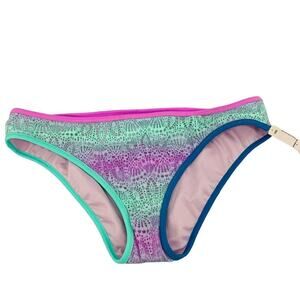Victoria's Secret Teal Purple Pink Lace Classic Hipster Bikini Bottom Size Large